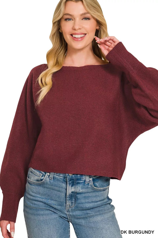 Boat Neck Balloon Sleeve Sweater 114651de9bc6416d89e06276f4c28ec6-Max-Origin