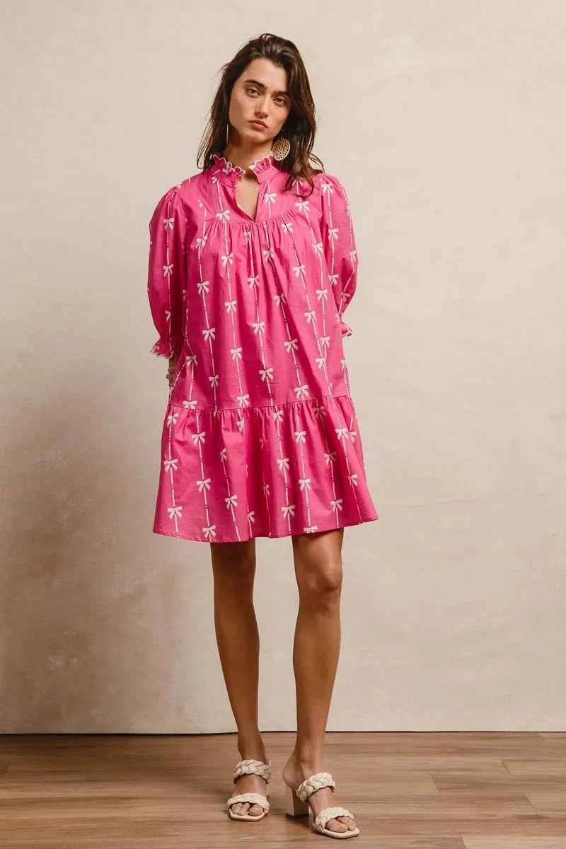 BiBi Ribbon Patterns With Scallops Edge Details Short Sleeve Dress 114b1ba76e4b40d69afd190446cd9173-Max-Origin