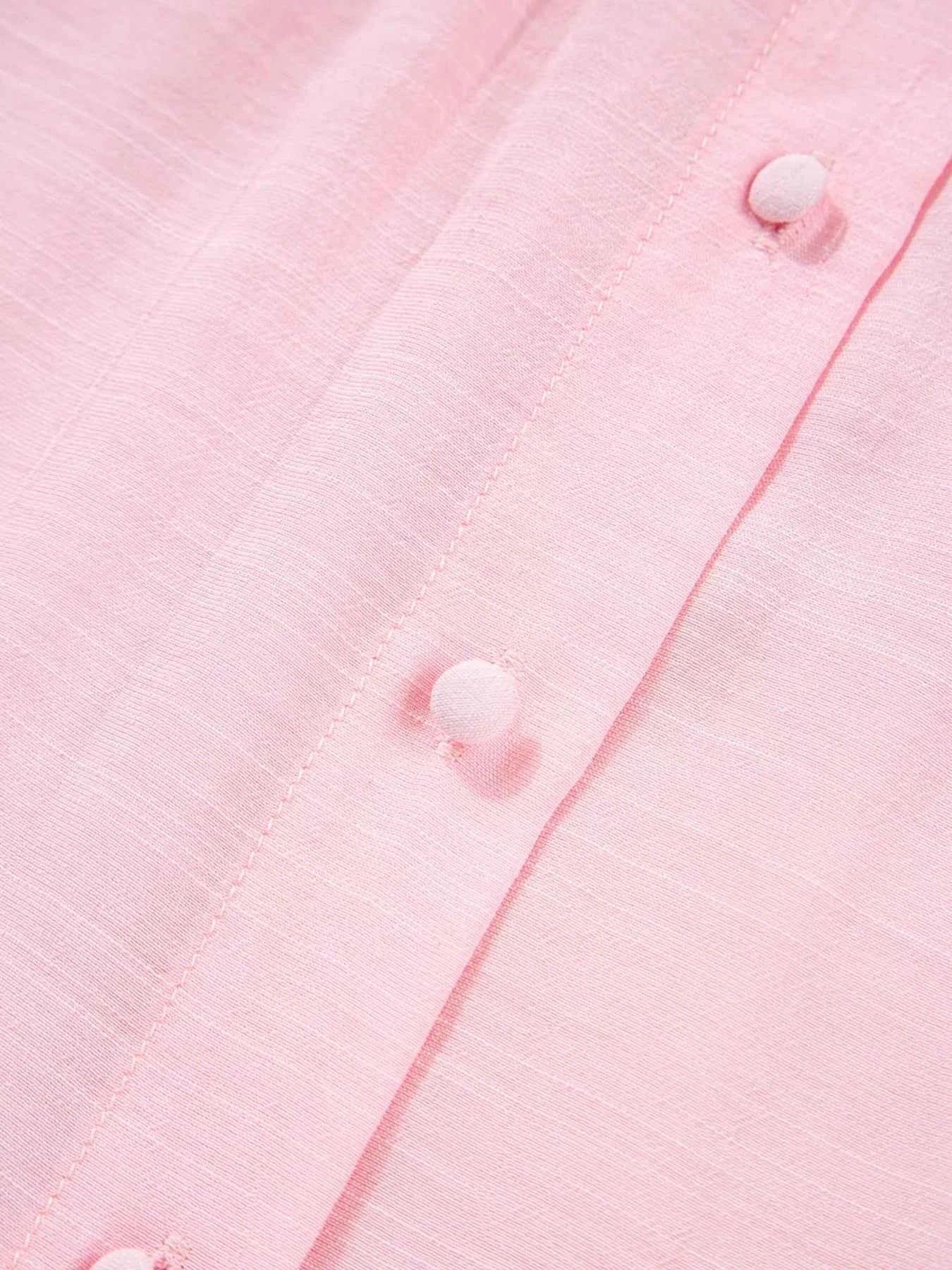 Lace Patchwork Edge Collarless Button Up Shirt 114b5f0e6d334e208784407ffb8a5c81-Max-Origin