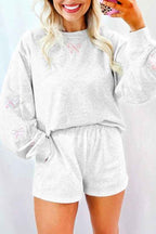 Bow Embroidered Pullover and Shorts Set 1153427c-4051-45ac-a5ce-82374dccb91a