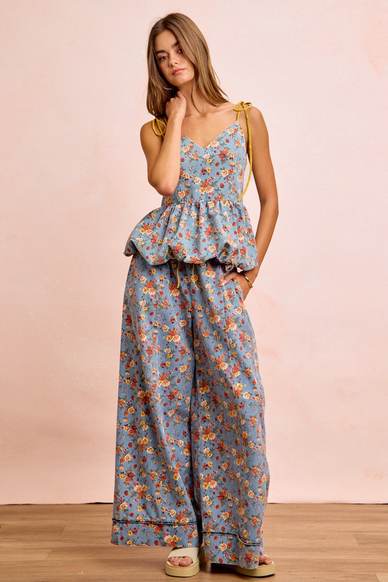 BiBi Floral Printed Drawstring Wide Pants 115ca2f906d345588280fb3e8cf13393-Max