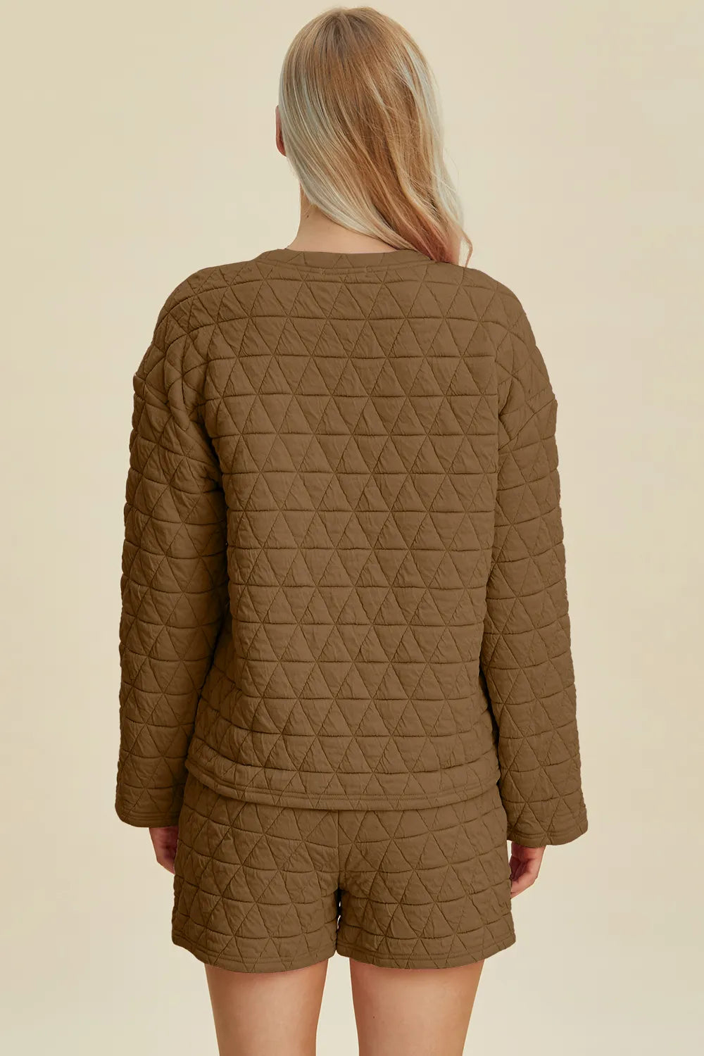 Double Take Full Size Texture Round Neck Long Sleeve Top and Shorts Set 115deaa5-ab9c-4bb4-8965-77563fec3231-Max
