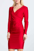 long sleeve shiny tricot overlap midi dress 11645367_7b3b90f8-6030-447f-8799-7161d7690b00