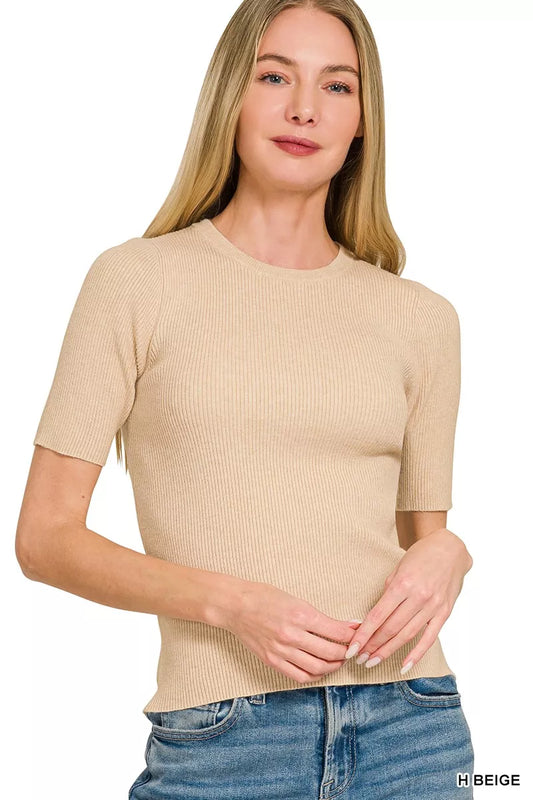Viscose Ribbed Round Neck Sweater H BEIGE 117a16f3-48e3-414c-9ab3-d705bd4f1a6c-Max-Origin