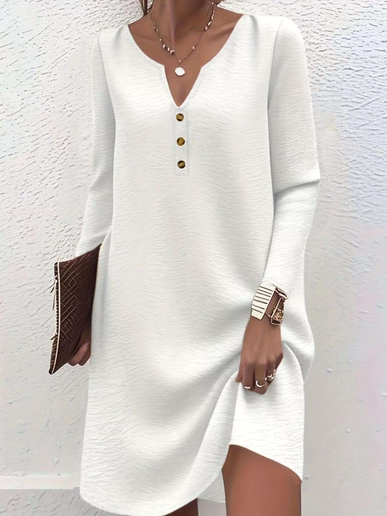 2 Piece Casual Notched Long Sleeve Dress Black+white 117dee06394b4c72acfe99b9c2621711-Max-Origin