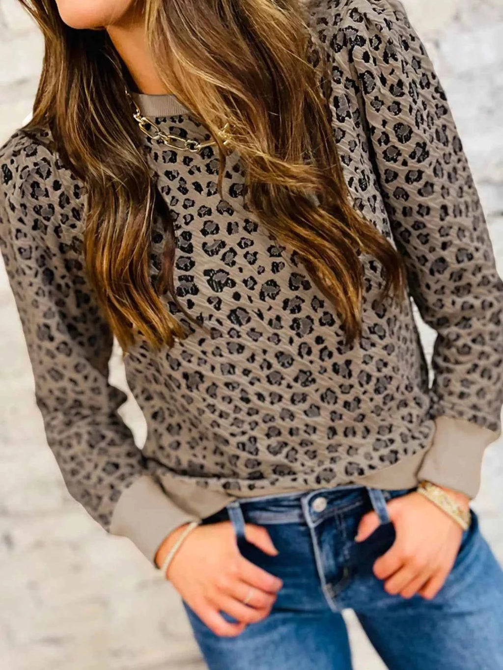 Ribbed Trim Leopard Print Long Sleeve Top 117df693-7033-43c4-aeda-bfd910cee1fe-Max-Origin