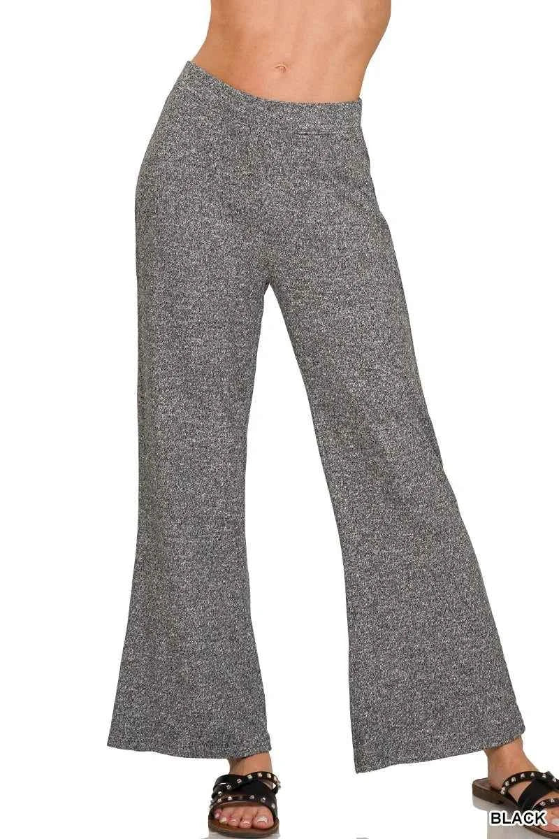 Zenana Soft Elastic Waisted Flare Pants BLACK 117e4048de2745e1b55f6870f8b90a35-Max-Origin