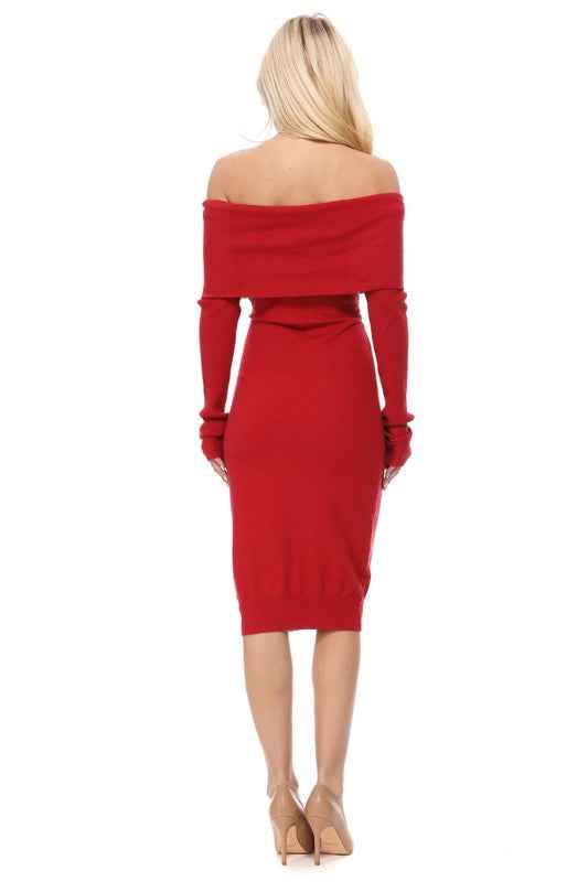 Off Shoulder Long Sleeve Slim Fit Midi Knit Dress 11825819_2396b2b3-003a-4ef1-aac9-f54342bf1f92