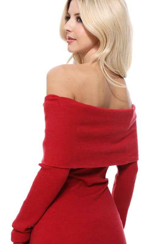 Off Shoulder Long Sleeve Slim Fit Midi Knit Dress 11825819_486e6123-b79b-4f2f-8de7-11cc5930db43