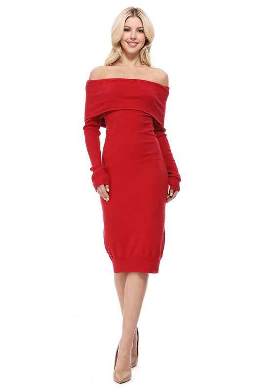 Off Shoulder Long Sleeve Slim Fit Midi Knit Dress 11825819_a85c69bb-8ae9-4b14-9a84-19bcb193c860