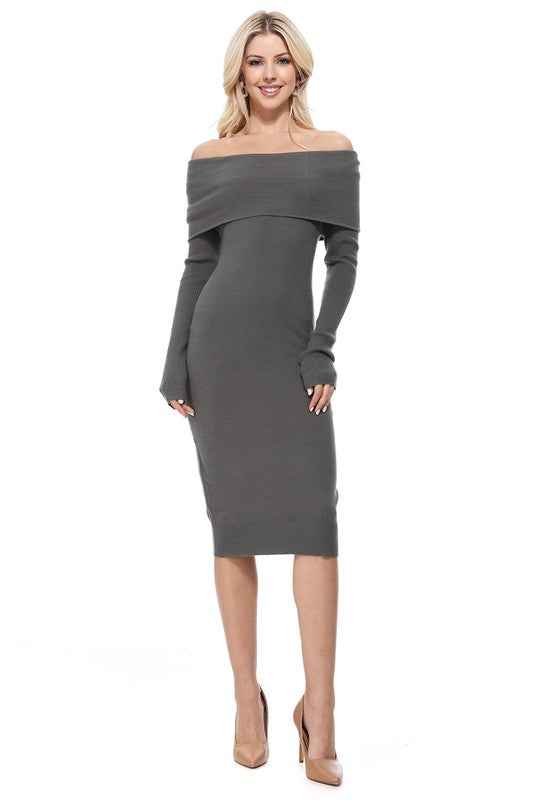 Off Shoulder Long Sleeve Slim Fit Midi Knit Dress Charcoal 11825819_e5e78e43-c383-4d15-9b69-9bb2508fb361