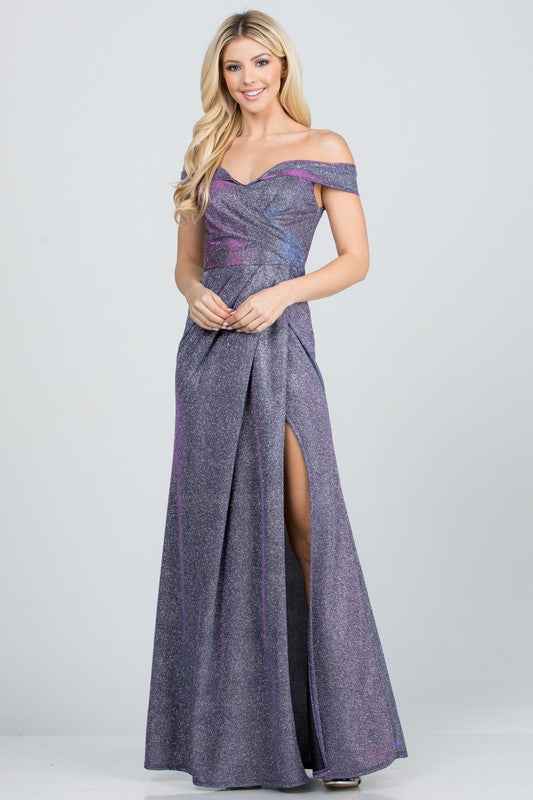 Off the shoulder glittery jacquard gathered gown 11897893_239a3ee7-05d4-46da-9d51-7d2595fc7dbc