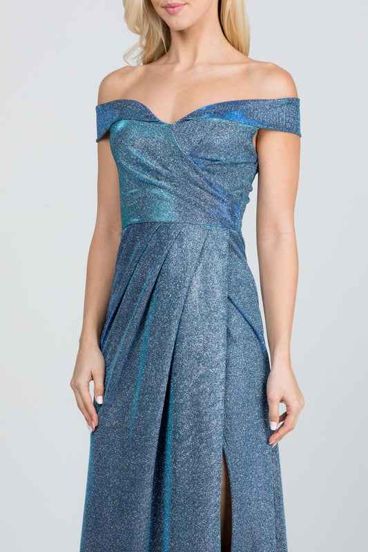 Off the shoulder glittery jacquard gathered gown 11897893_648f50bd-345a-4ea6-bb2e-4c9befaba58b