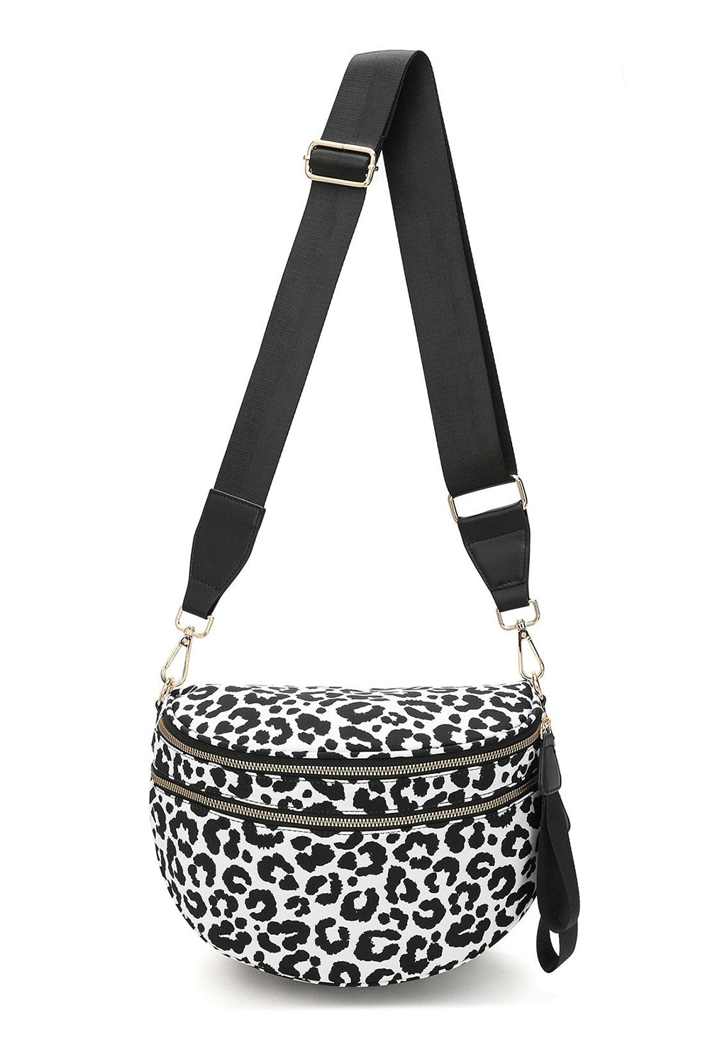 White Checkered Print Wide Strap Large Crossbody Bag 119196e11ebe6365