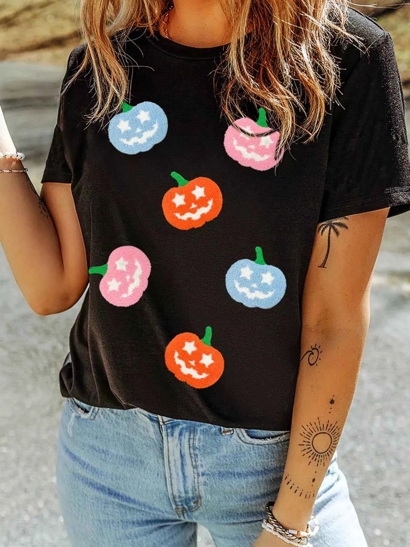 Chenille Pumpkin Patched Playful Halloween T Shirt 1198716525cc47b19208a9be1d876661-Max-Origin