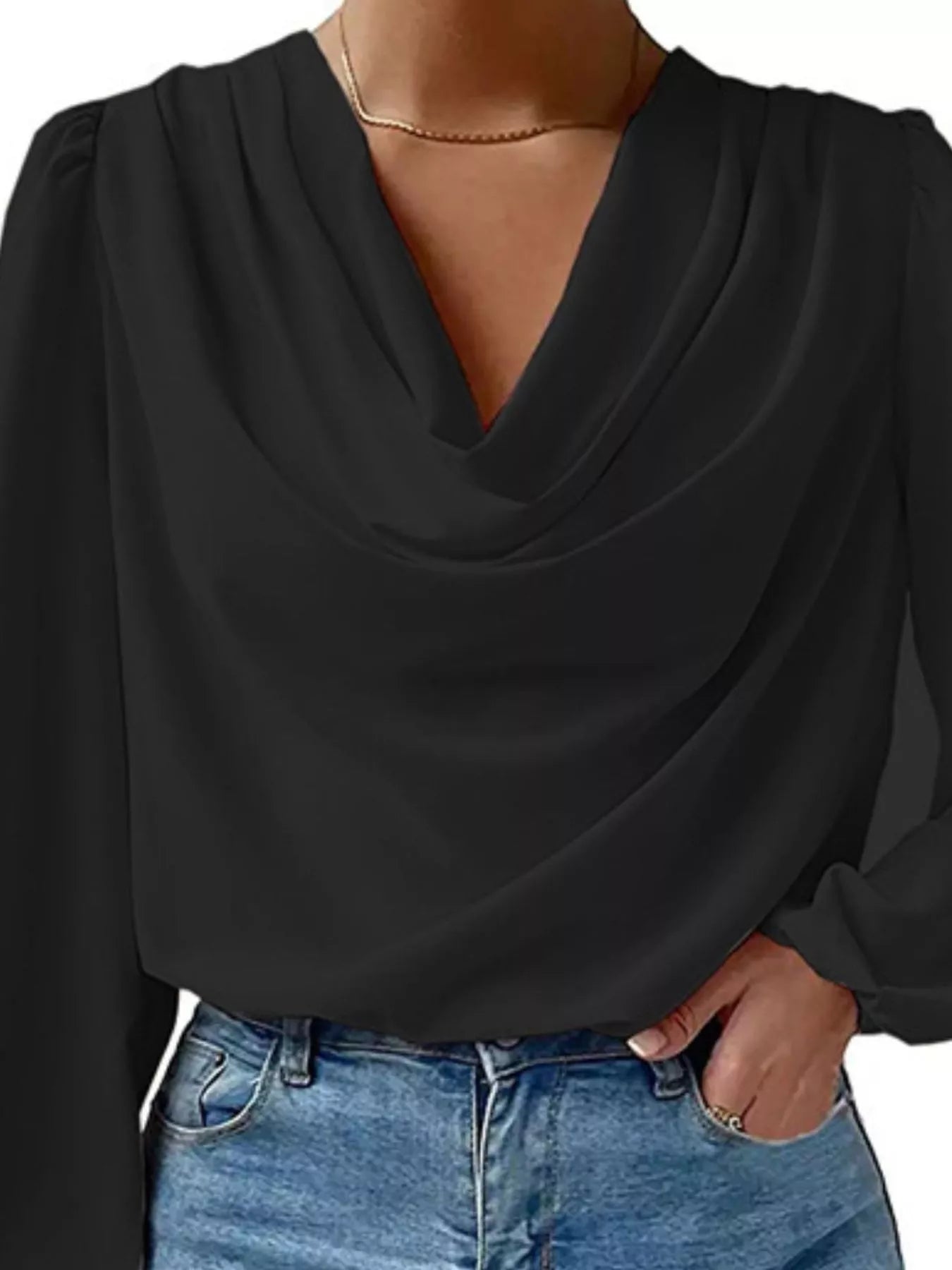 Full Size Cowl Neck Balloon Sleeve Blouse Plus Size 119c0650-4458-449b-96a4-d70cee948aa2-Max-Origin