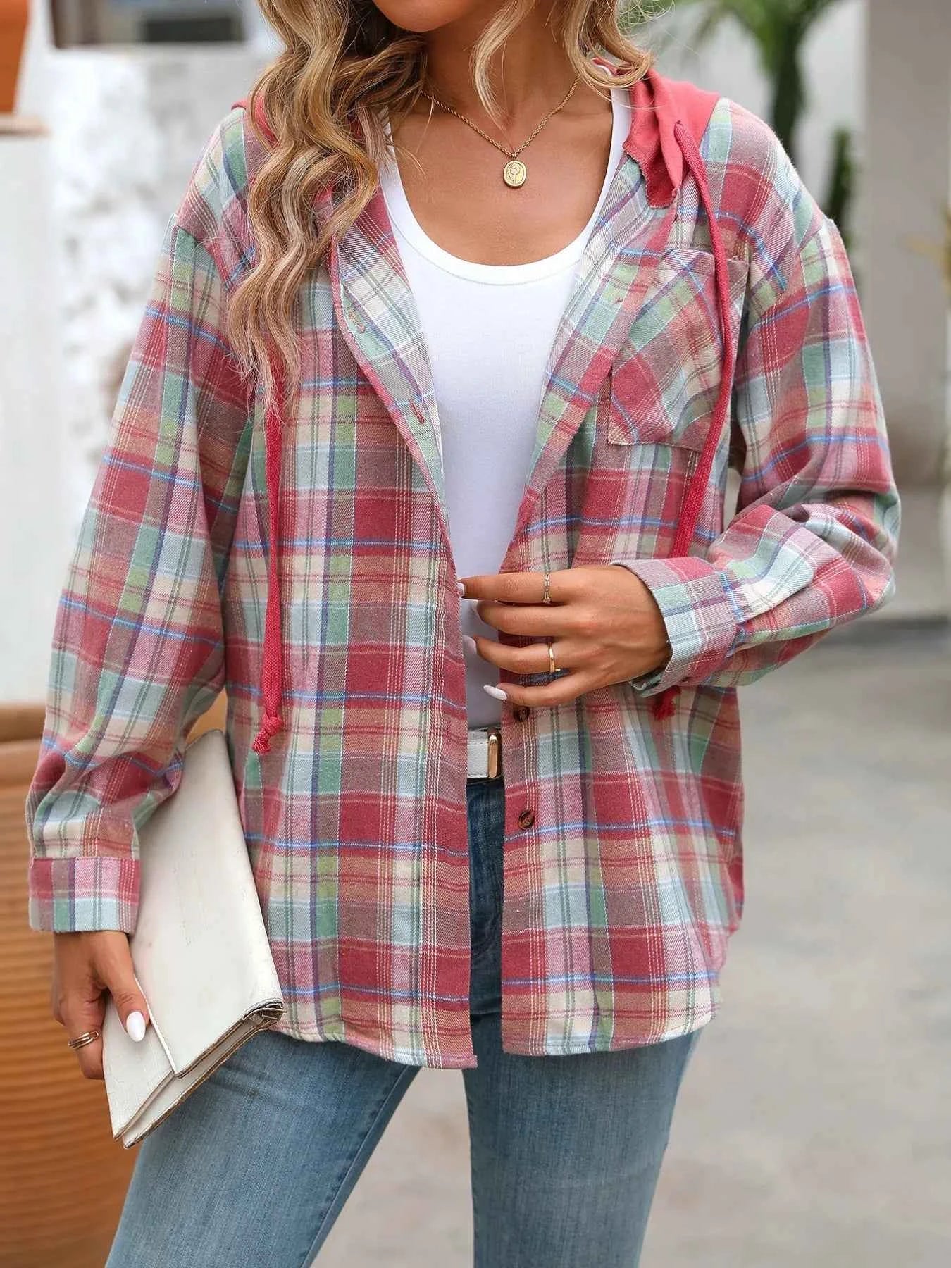 Plaid Button-Up Hooded Shirt 119dd77d-7bbf-4605-899a-1097b4d0a64b-Max-Origin