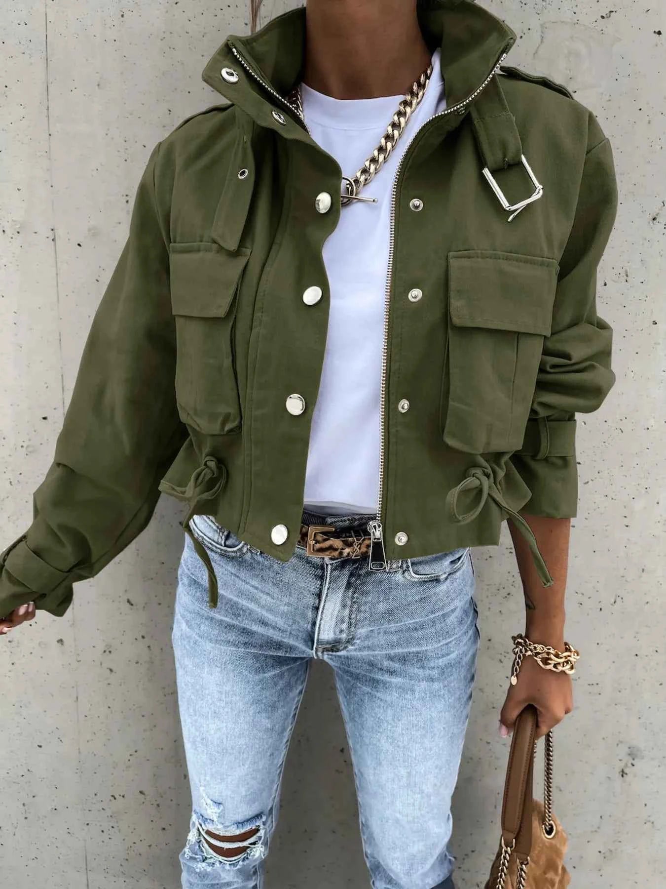 Snap Down Long Sleeve Jacket 11a4134608fa4b72b2e431730240d804-Max-Origin