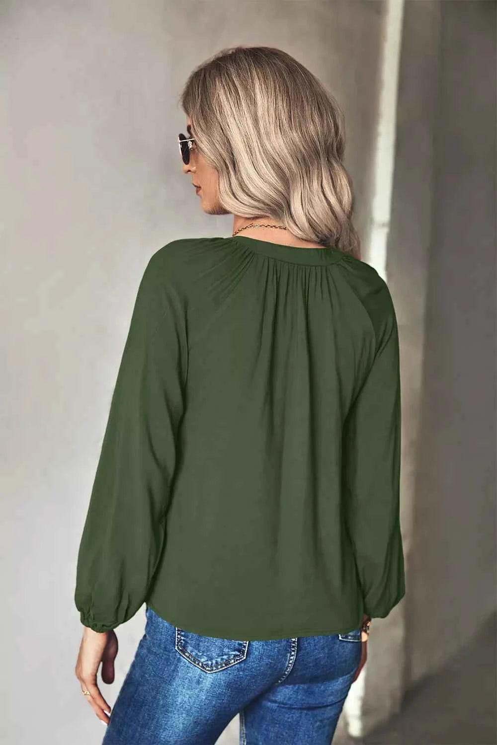 Tie Neck Long Sleeve Blouse 11a5eb3d-1519-421e-9a03-dbd60d8c86df-Max-Origin