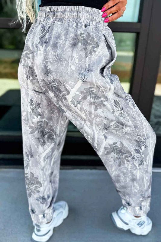 Gray Camo Print Cozy Drawstring Elastic Waist Jogger Pants 11b194f280842a21