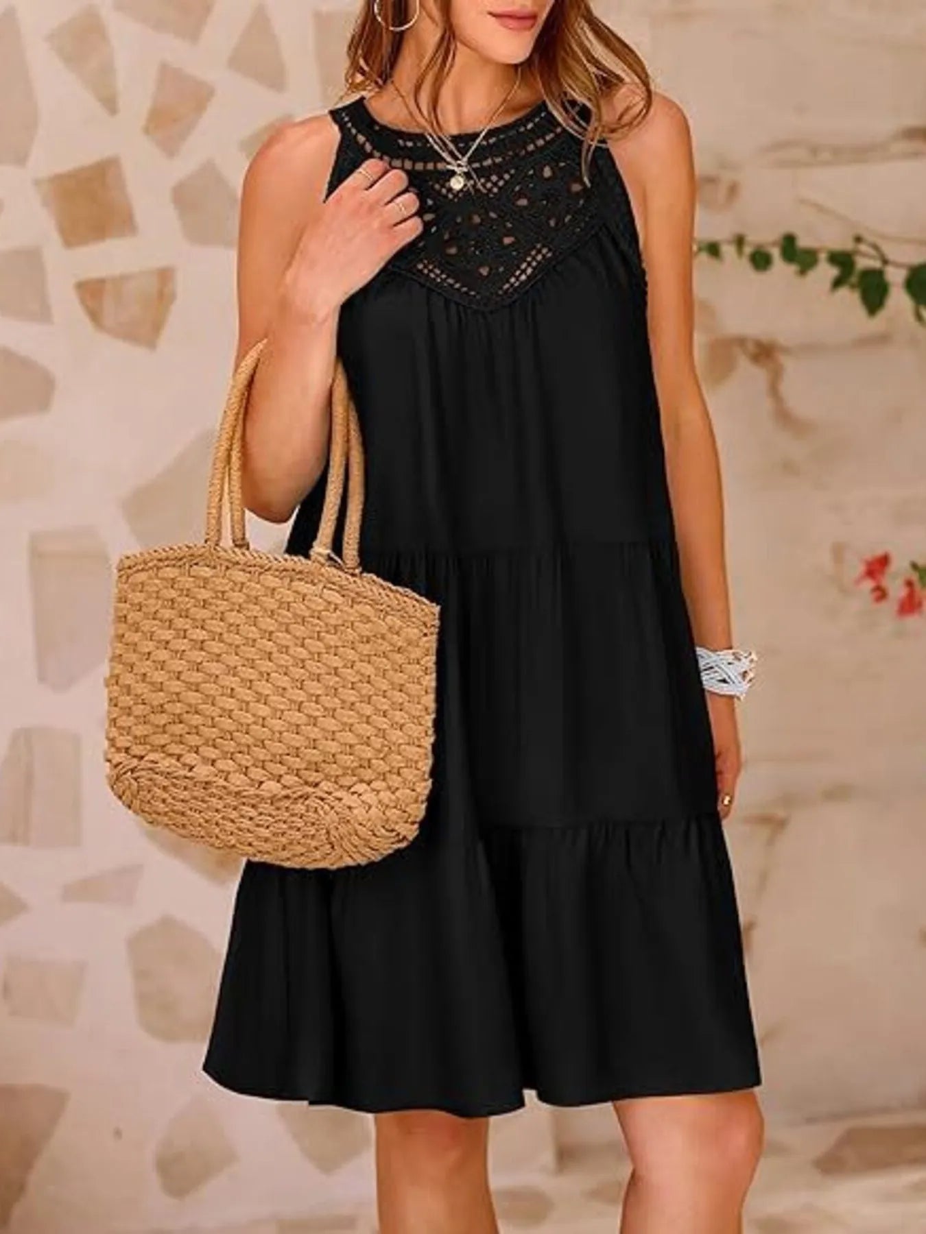 Crochet Lace Tiered Summer Dress Black 11b92a15897249a88c6784916dab7d6c-Max-Origin