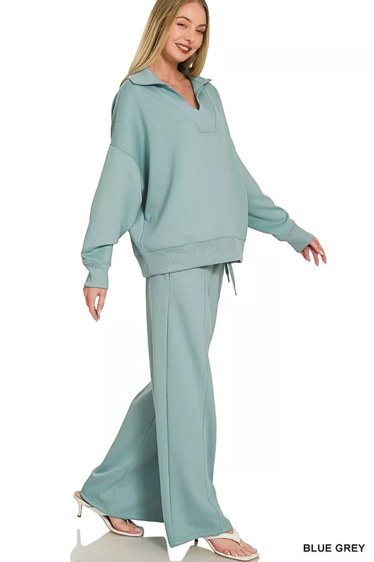 Scuba Collared Pullover & Center Seam Pants Set 11ba0411-ceba-4c4f-b03c-0c5f68345fc8-Max-Origin