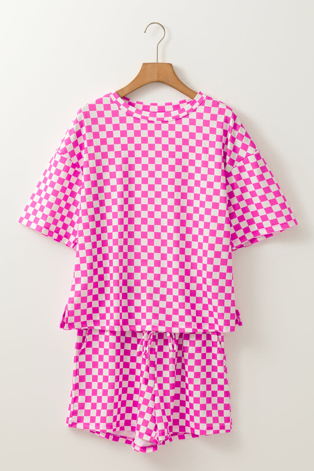 Brown Checkered Top and Drawstring Shorts Pajama Set 11ba8a7c8263fcfa_890747e2-945b-4e33-84d7-202f02d61732