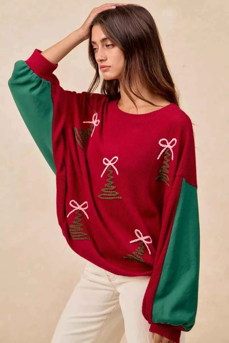 BiBi Christmas Theme Tree Embroidered Sweater 11c70e37492d4d8a89013ef779c5f272-Max-Origin