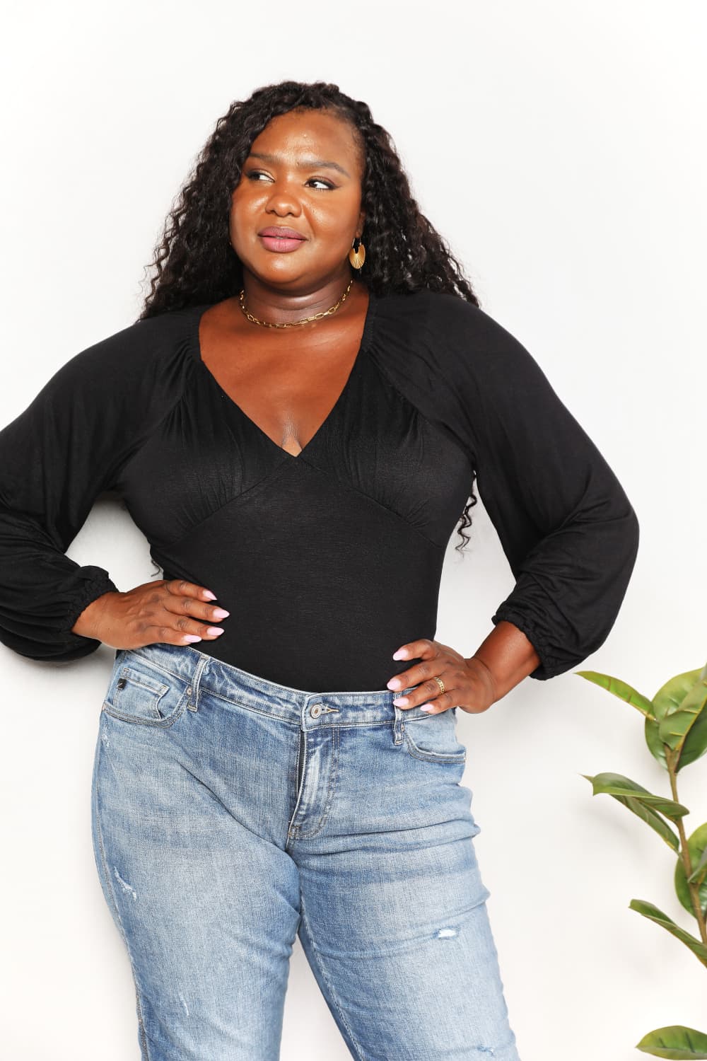 Culture Code Full Size V- Neck Bodysuit 11cf493cd4324ff0a4432b57ab89e833-Max