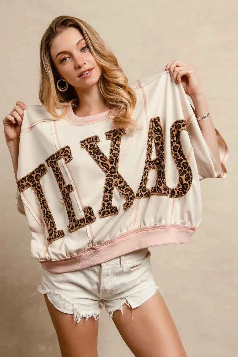 BiBi Leopard Print Texas Patchwork Overlock Stitch Top 11cfaf1fb5734c799da04d2d82fbd8a5-Max-Origin