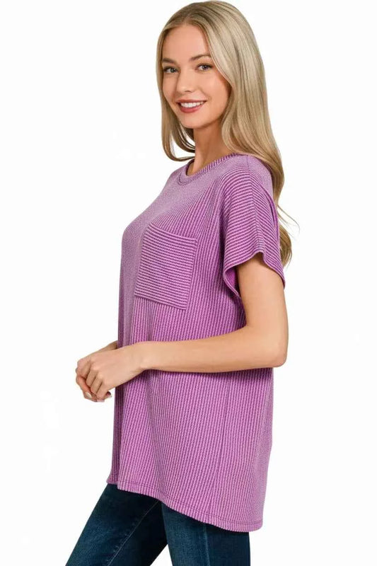 Raised Rib Front Pocket Boxy Top 11d1570a-53ce-46fa-8d66-54bff6b232f5-Max-Origin