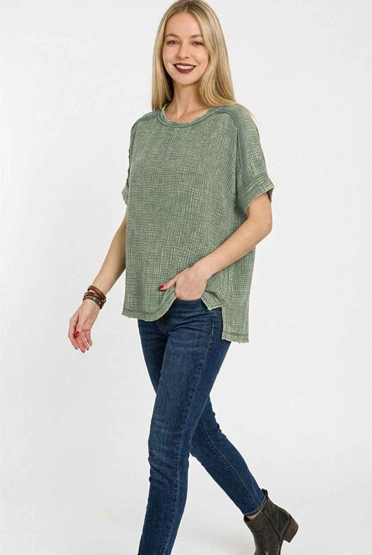 Acid Washed Double Gauze Round-neck Tee 11d36eee-13fb-41a1-bb99-54ad0a34f5ce-Max