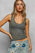 POL Lace Trim Tank with Front Button Closure CHARCOAL 11d7fa41-7eb3-4acd-8fdc-84a4e6487d91-Max-Origin