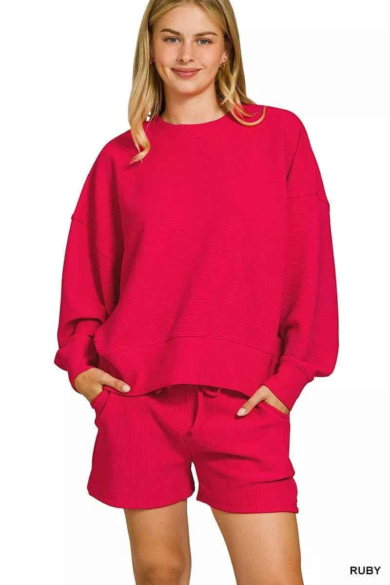 Zenana Ribbed Round Neck Pullover and Shorts Set RUBY 11dcbc8d185e4f4aaf19781d270b2b51-Max-Origin