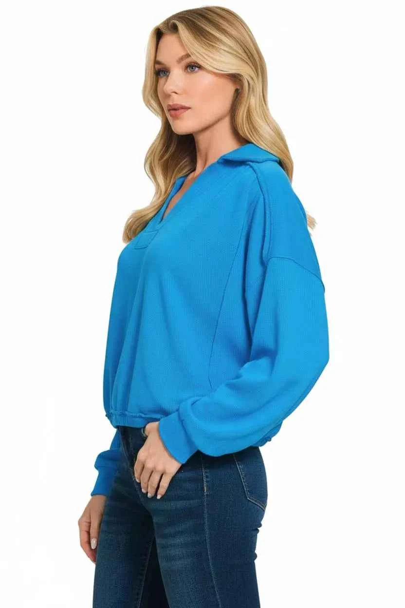 Zenana French Terry Collared Exposed Seam Sweatshirt 11dfc349-b5ba-4d2a-be11-9b0a93622c76-Max-Origin