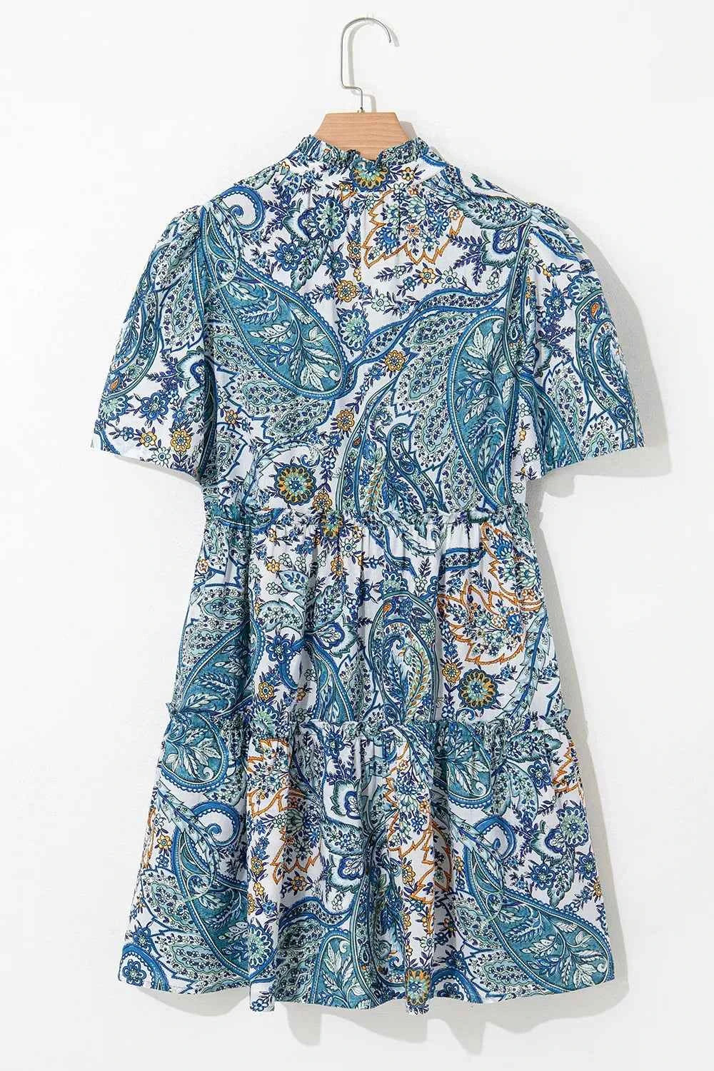 Paisley Floral V Neck Short Sleeve Mini Dress 11e0d962-c66e-4831-a6a2-cc43a717e879-Max-Origin