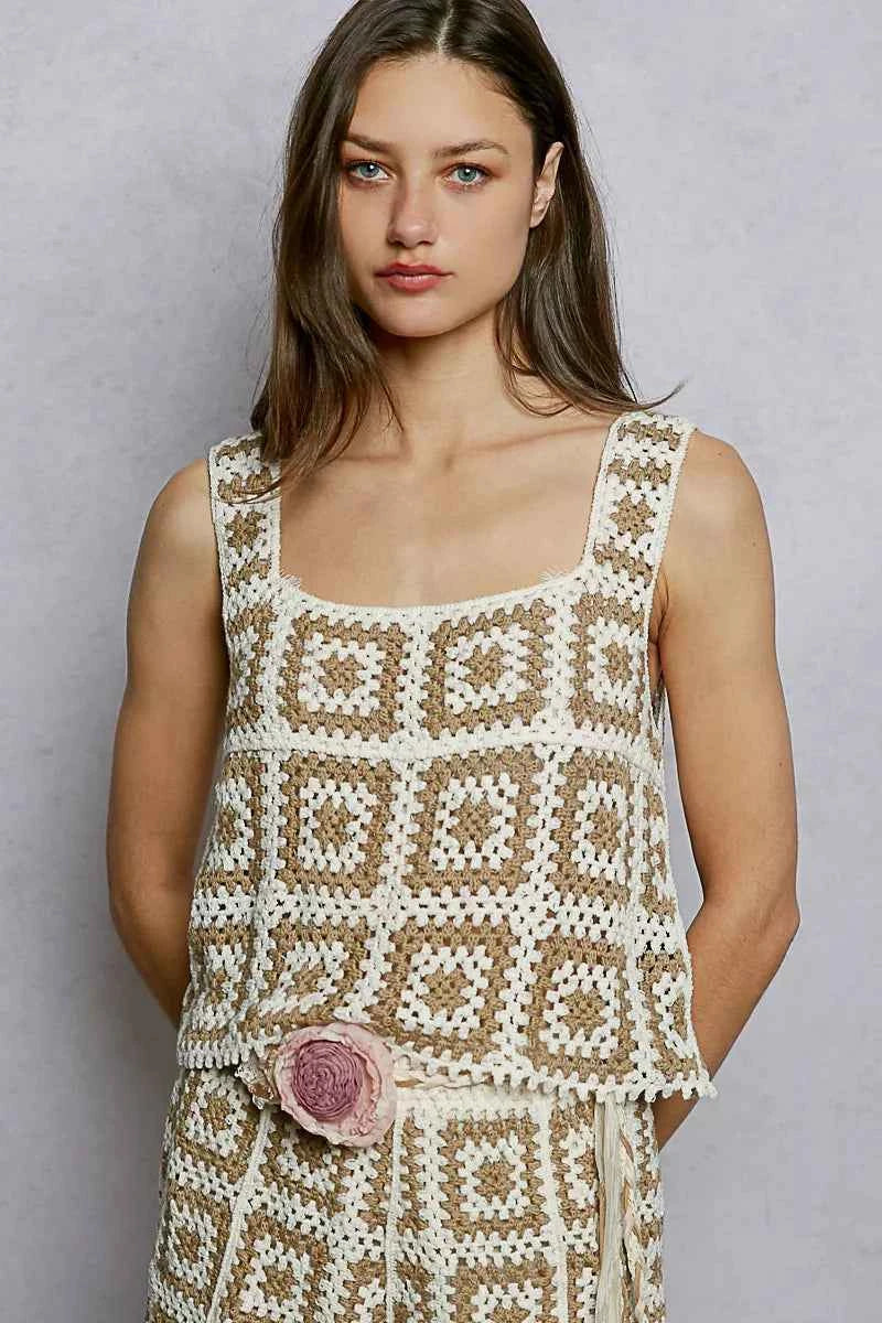 POL Openwork Square Neck Cropped Crochet Tank with Granny Square Weave IVORY MOCHA One Size 11e43fb5-9a54-461d-ae05-0b2fd71a4f94-Max-Origin