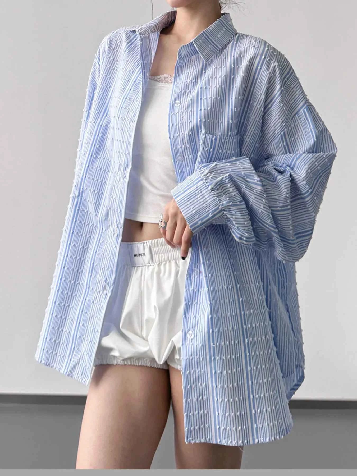 Striped Button Up Long Sleeve Shirt Blue 11f09cfcddbd4c78ace524dbac1940e6-Max-Origin