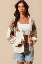SO ME Checkered Button Front Ribbed Sweater Cardigan 11f9aef79f0f46c586fd40b44955b33c-Max-Origin