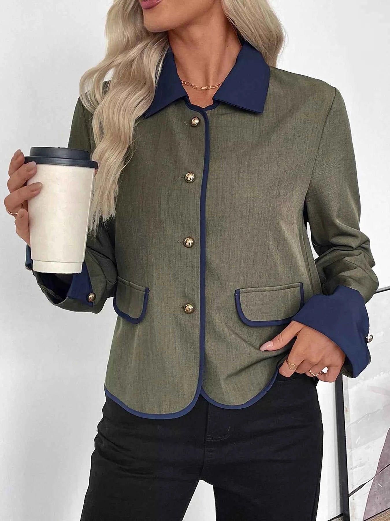 Contrast Trim Button-Up Jacket 12196c67f2774c42a067fbc90fb68efe-Max-Origin