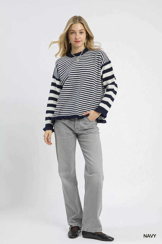 Ruffle Neck Stripe Sweater 121e1320-b517-4bd1-8023-efbef09d3f24-Max-Origin