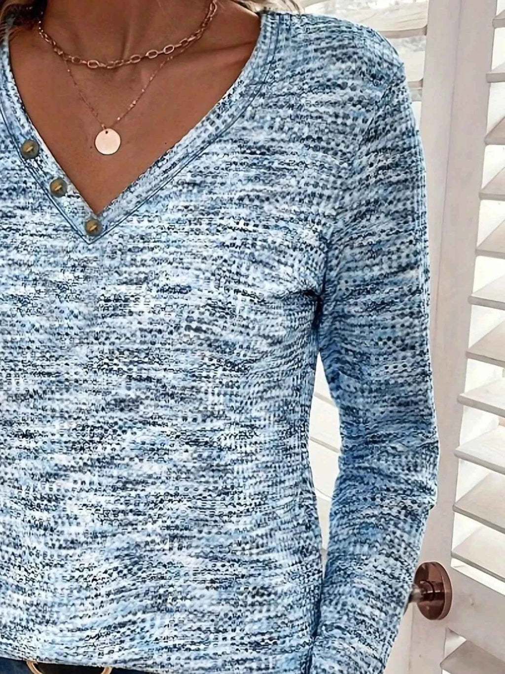 Decor Button V-Neck Long Sleeve Top 1223e22f-20ab-4a90-9dc9-e9f877d6d5f2-Max-Origin