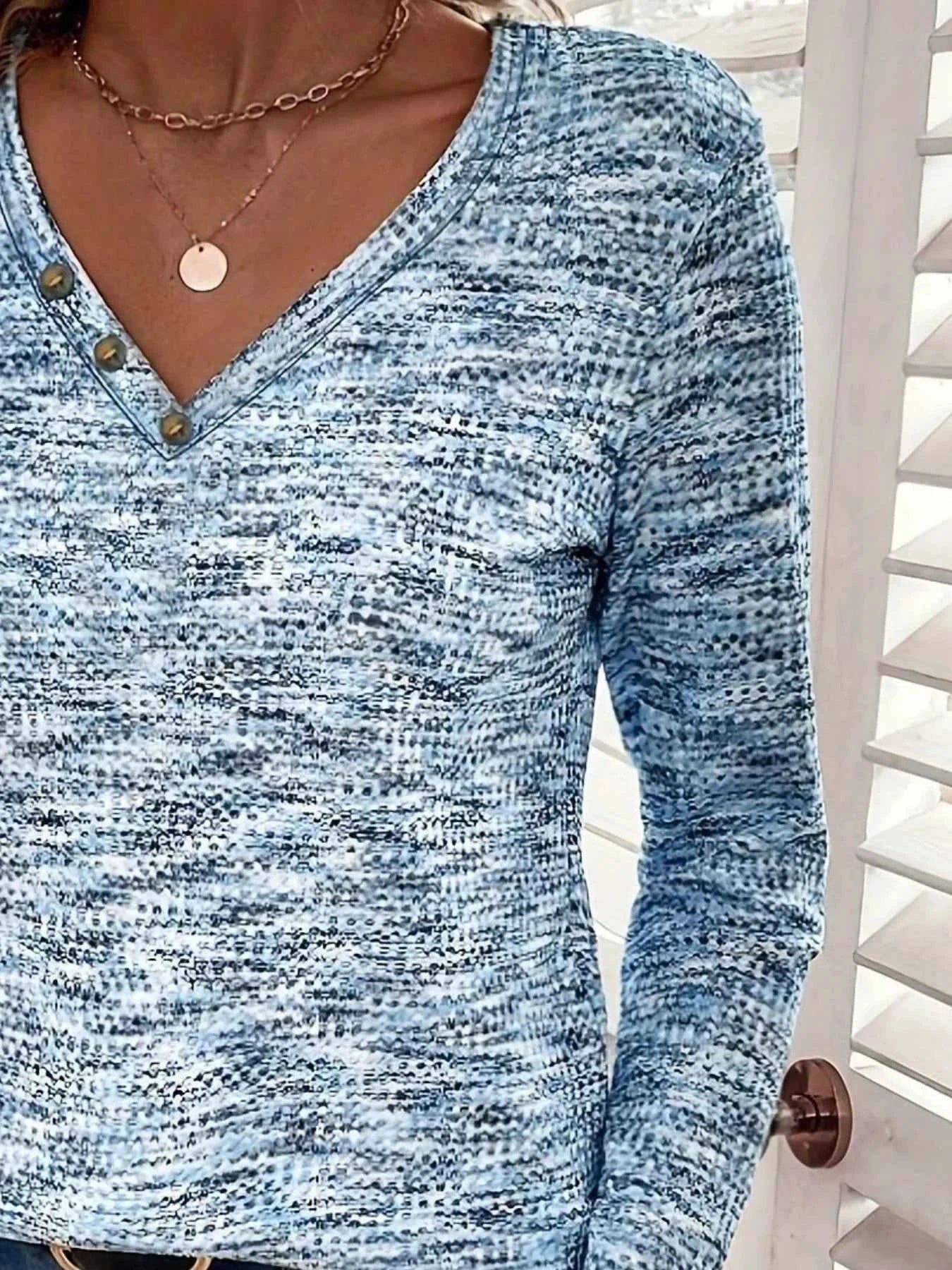 Decor Button V-Neck Long Sleeve Top 1223e22f-20ab-4a90-9dc9-e9f877d6d5f2-Max-Origin