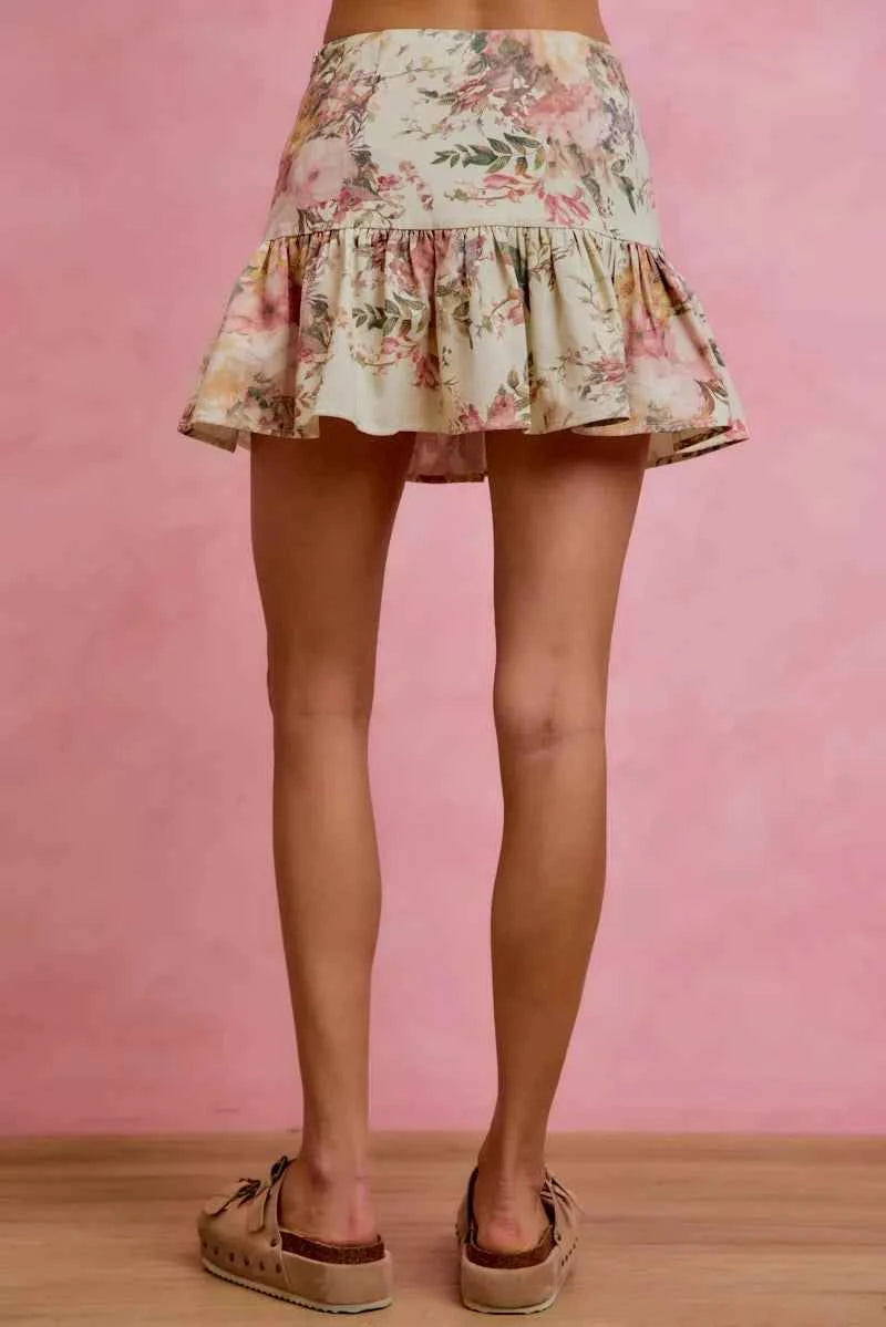 SO ME Floral Print Fit and Flare Mini Skirt 122ba6f9a5c2479db7cfcd33f93d05a9-Max-Origin