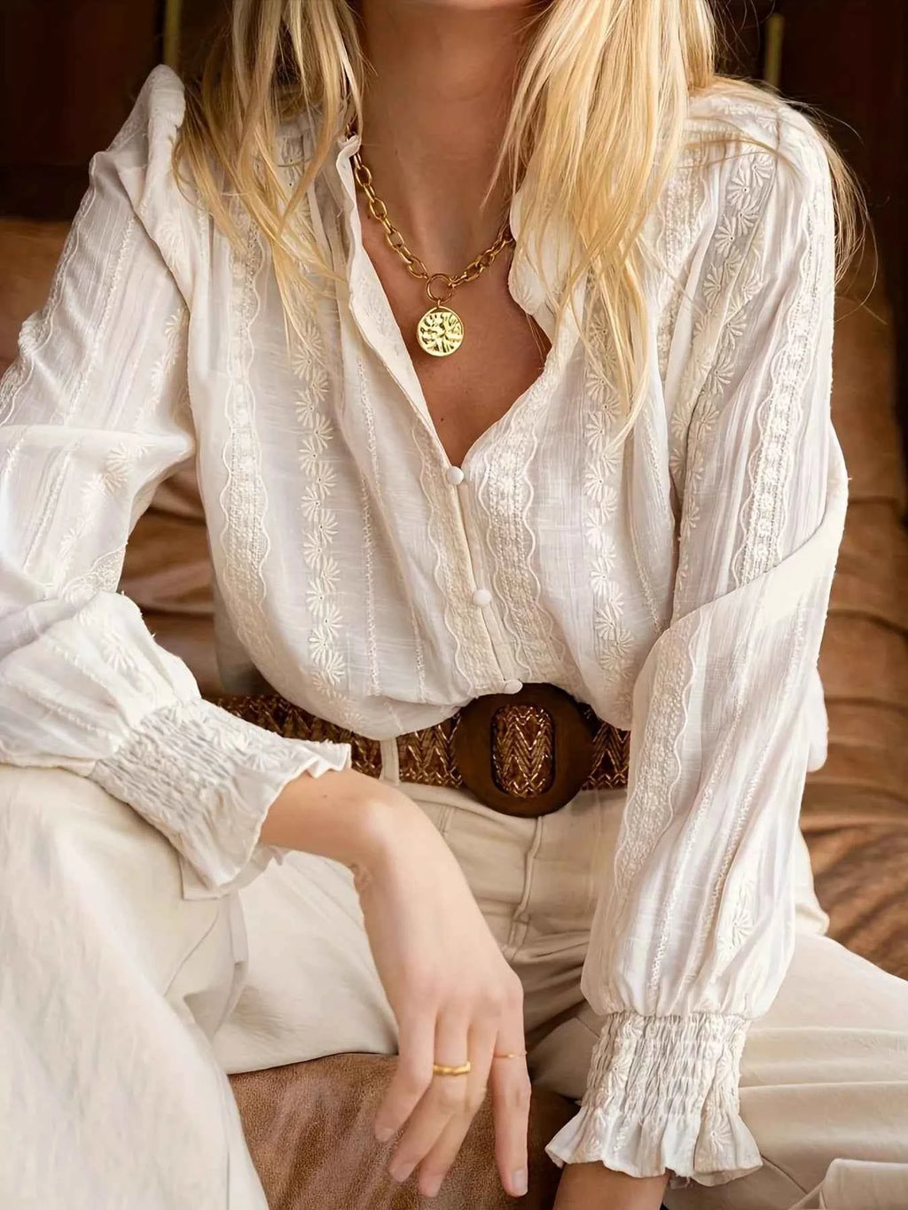 Lace Detail Button Up Shirt Cream 123d347948ef4c65adcde58e544af7ef-Max-Origin