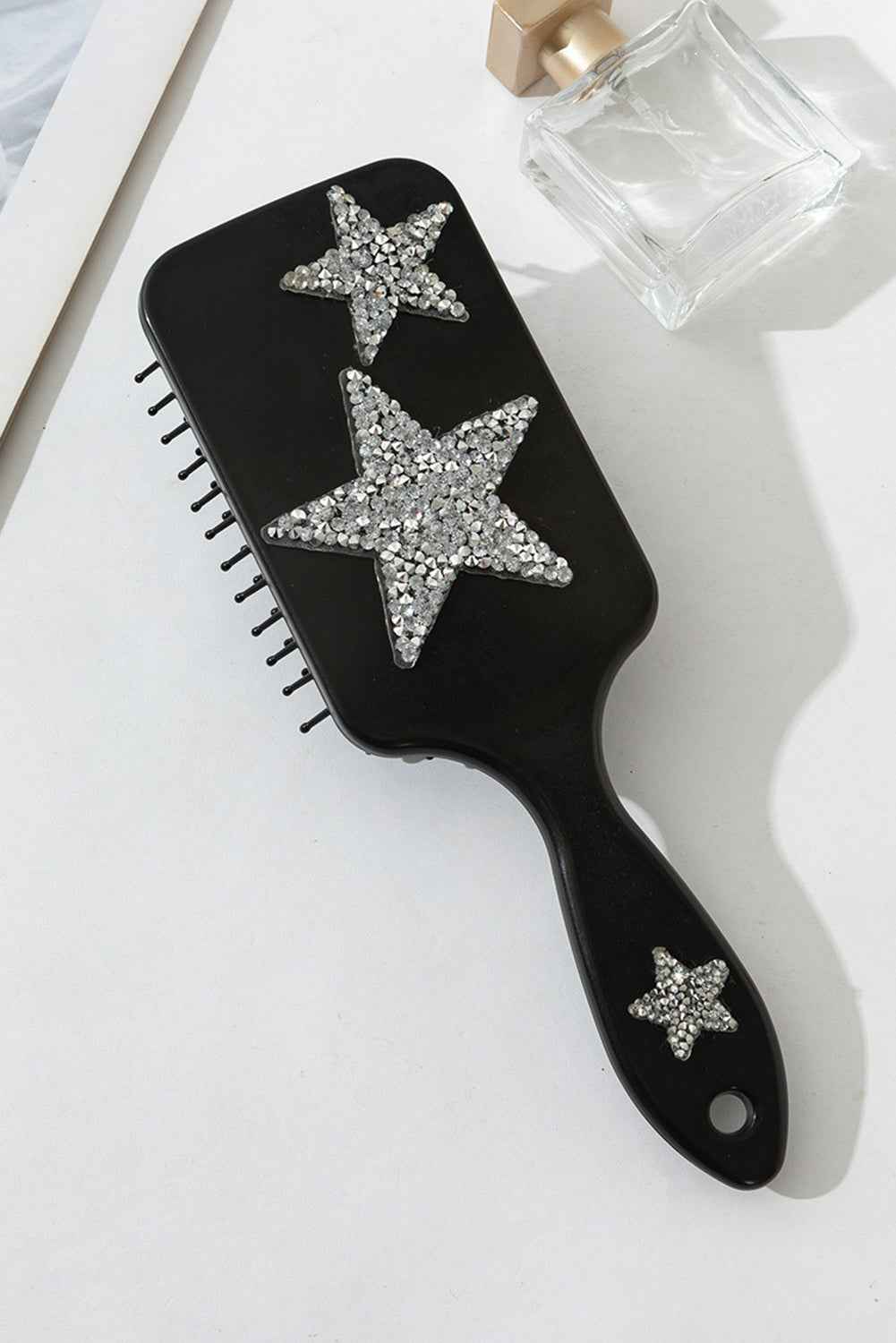 Black Rhinestone Star Air Cushion Comb Black ONE SIZE ABS 124047b8fb3409d6