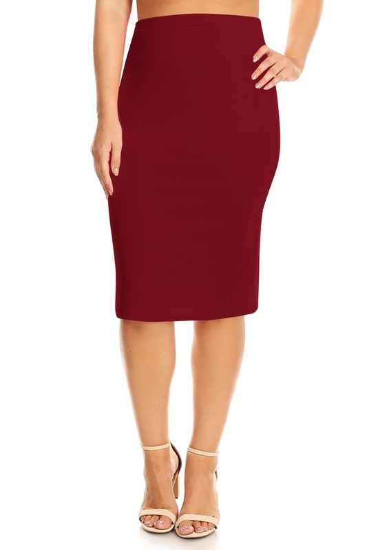 Plus Size Knee length pencil Skirt Burgundy 12425753_29f8844e-42b1-4ec2-8663-a15ea8d6d00a
