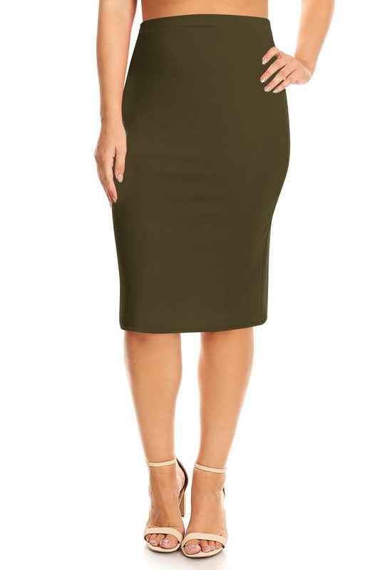 Plus Size Knee length pencil Skirt Olive 12425753_2a12c565-52a8-4182-9033-3134e29497e6