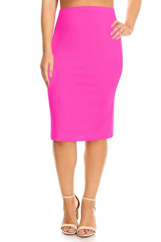 Plus Size Knee length pencil Skirt Magenta 12425753_8c326485-f576-4431-8001-85bee788be5f