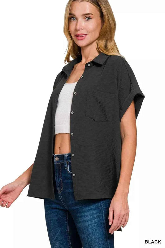 Full Size Woven Airflow Button Down Shirt Plus Size 1243572a-fada-41b2-8192-3716ed21d68c-Max-Origin